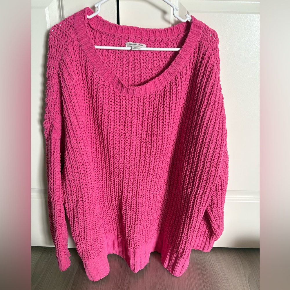 American Eagle Outfitters Pink V-Neck Sweater